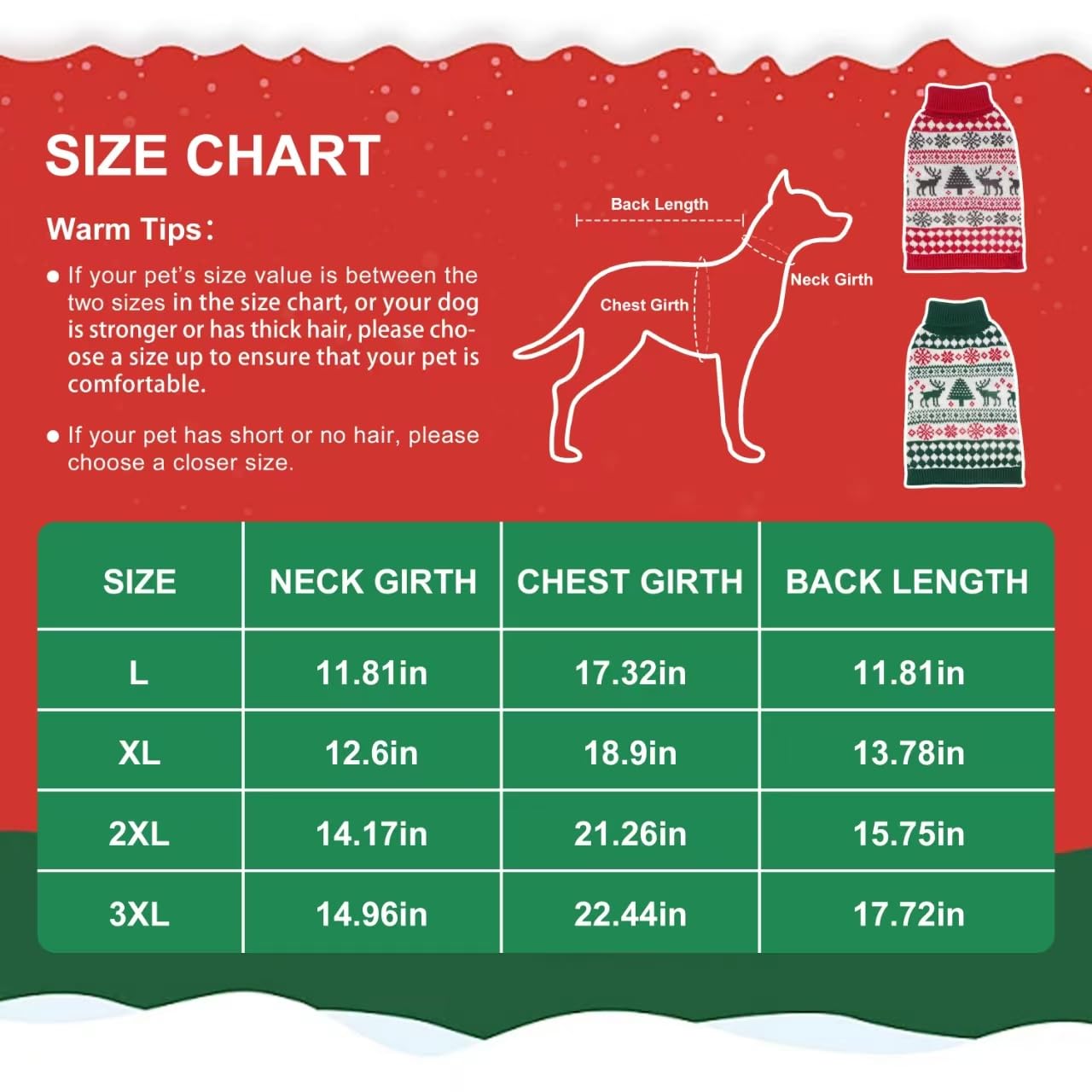 Wynignis Christmas dog sweater green side view for comfortable daily wear.