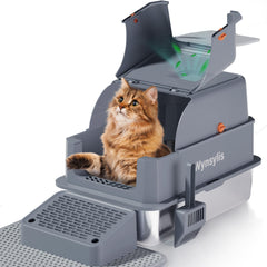 Wynsylis XL litter box with flip-top lid for easy scooping and clean setup