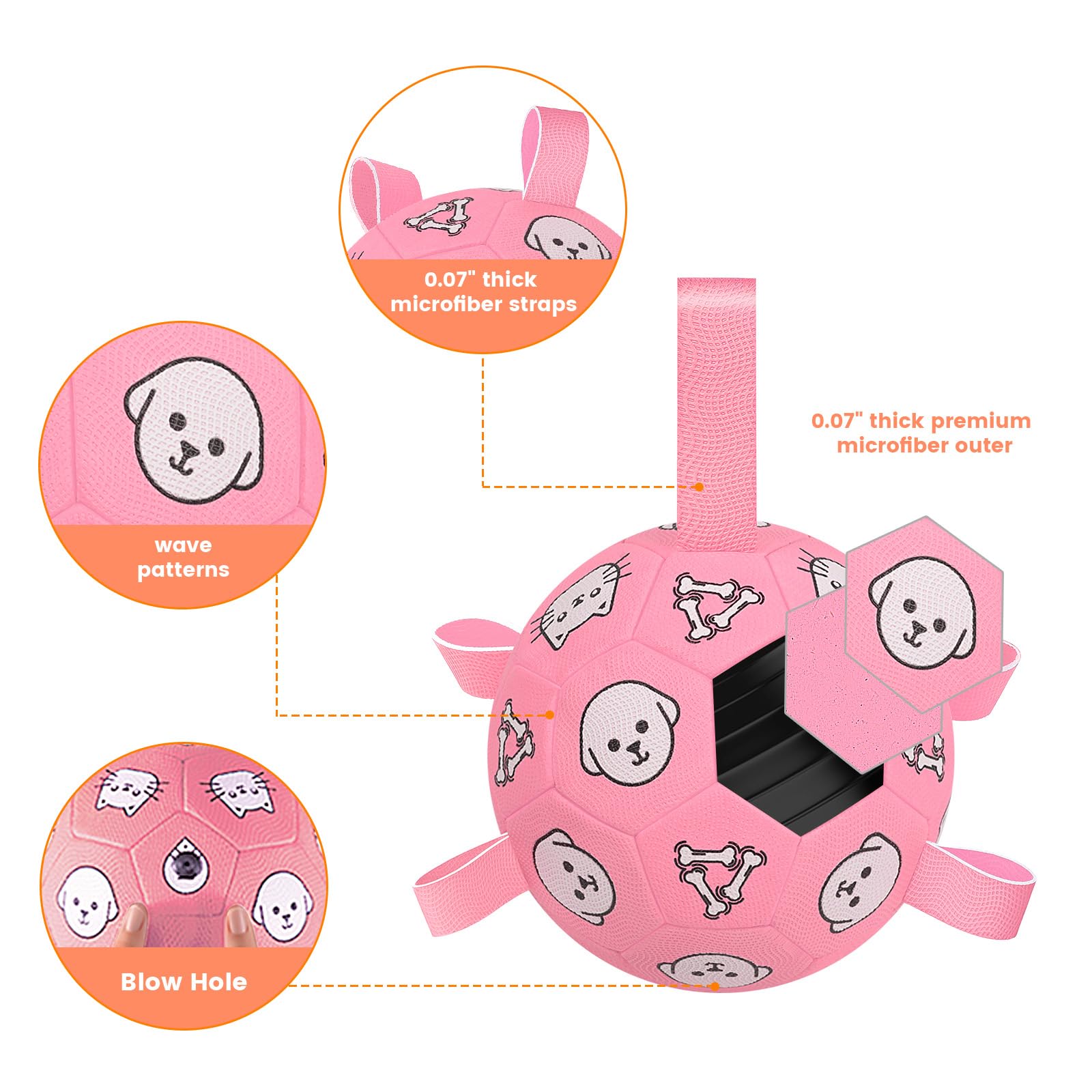 WYNTRIUM dog ball featuring microfiber and reinforced stitching for lasting fetch.