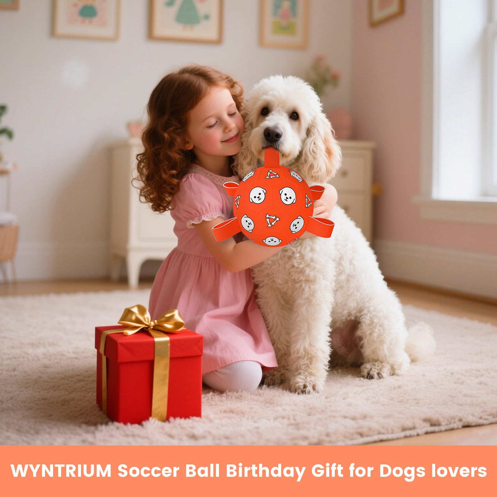 WYNTRIUM dog soccer ball suited for outdoor fetch and water play.