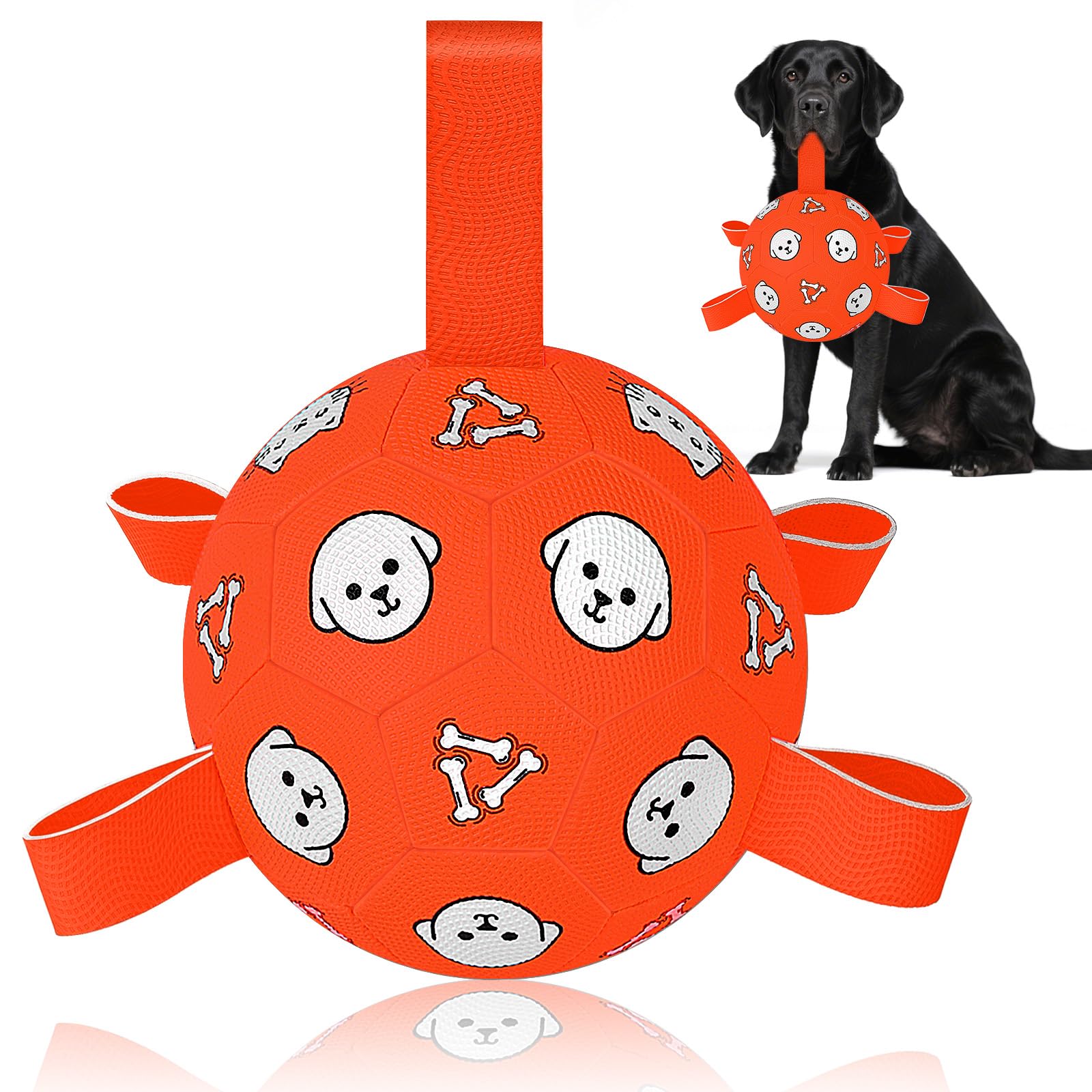 WYNTRIUM dog soccer ball with straps for easy tugging during play