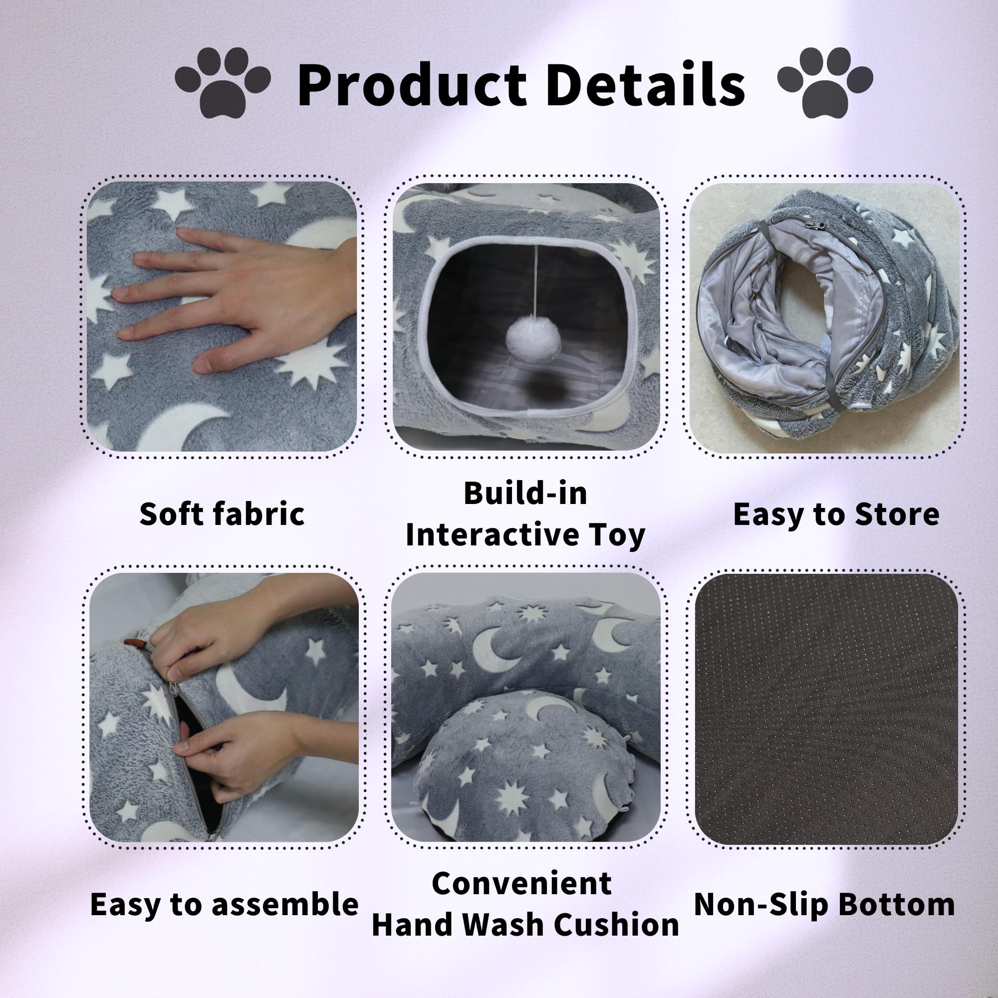 WYZJL cat tunnel bed soft-plush-material provides warm, breathable comfort during rest.