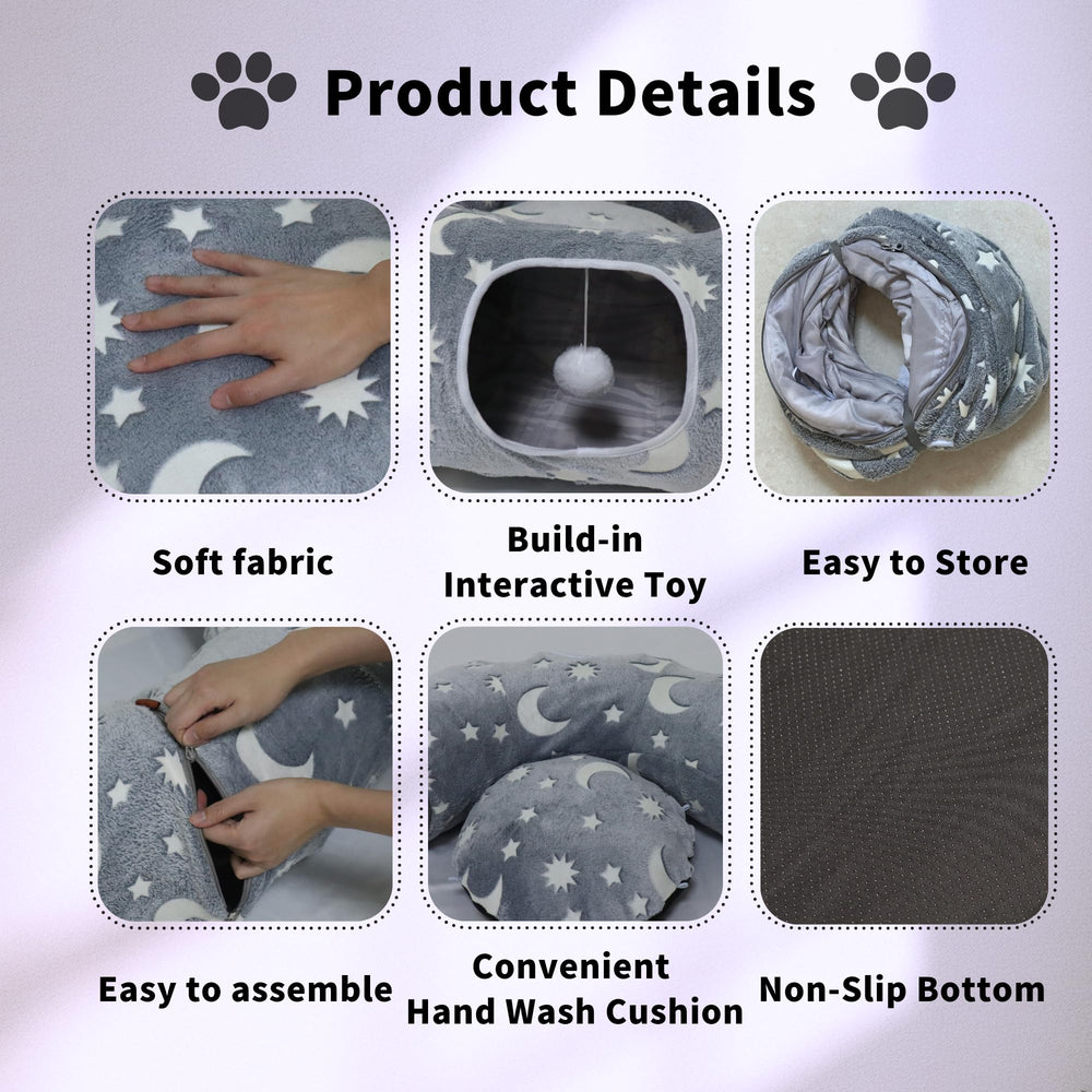 WYZJL cat tunnel bed soft-plush-material provides warm, breathable comfort during rest.