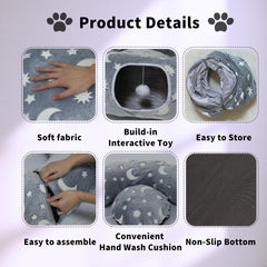 WYZJL cat tunnel bed soft-plush-material provides warm, breathable comfort during rest.