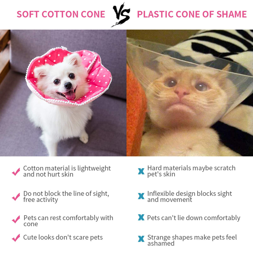 WZ PET soft cotton recovery cone on a pet's neck for comfort
