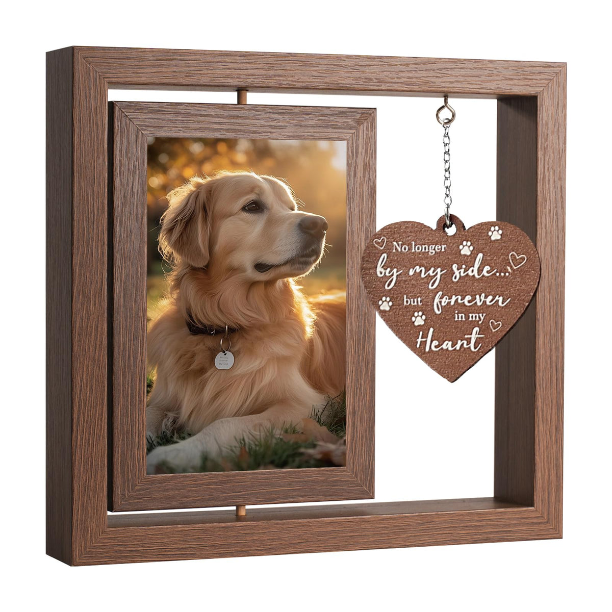 X-partner 4×6 pet memorial frame front showcases two photos for daily remembrance.