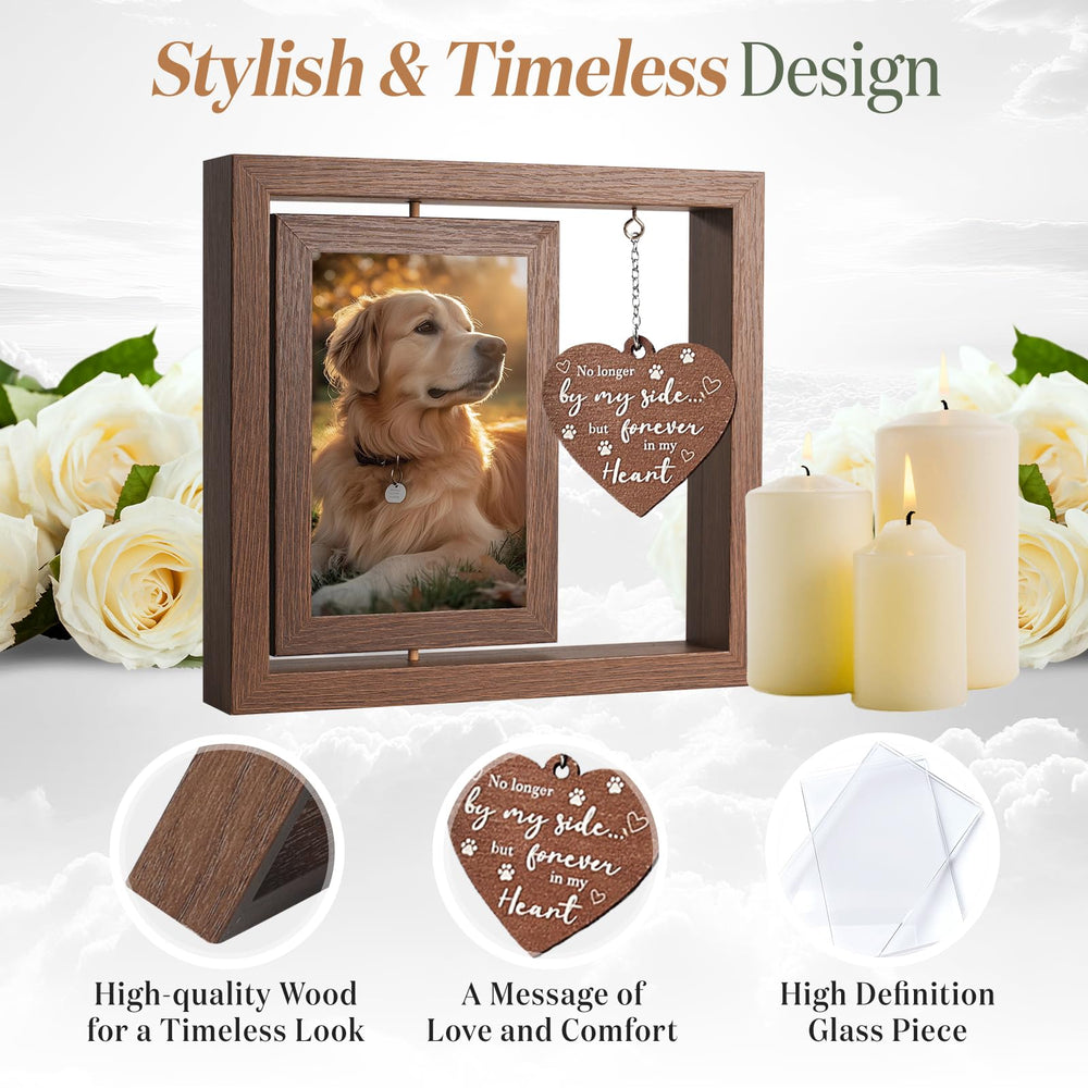 X-partner 4×6 pet memorial frame heart pendant adds a touching keepsake.