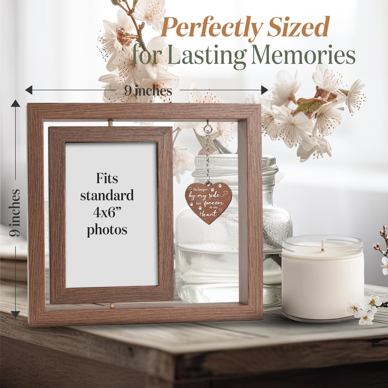 X-partner 4×6 pet memorial frame rustic wood finish adds timeless decor.