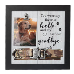 X-partner pet memorial frame with collar slot displays a photo for a heartfelt goodbye