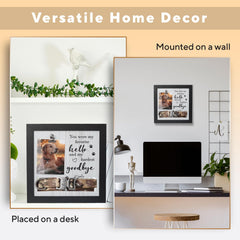 X-partner rustic wood memorial frame highlights the collar display for remembrance