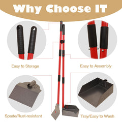 X-TECOKIT Pooper Scooper long handle extends reach to reduce bending.