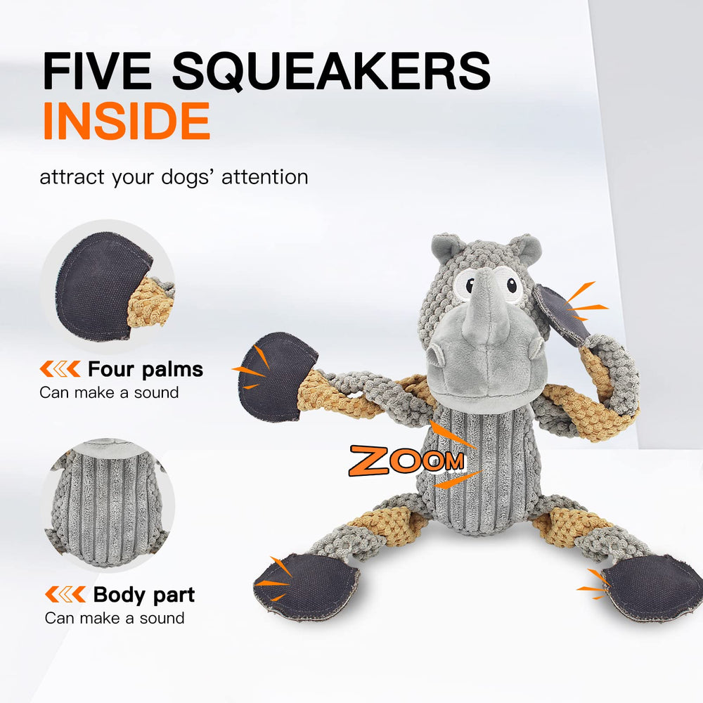 X-XDUN sturdy plush dog toy for aggressive chewers during rough play.