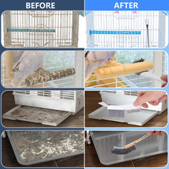 XANGNIER cleaning forks hook onto the cage rod for quick removal of droppings