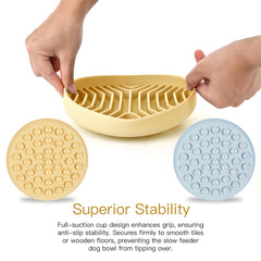 XAQMHSW slow feeder dog bowl in use for calm, paced meals.