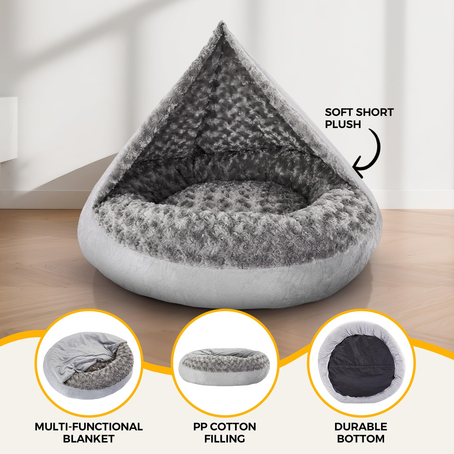 Xavaro cave dog bed machine-washable cover for simple care.