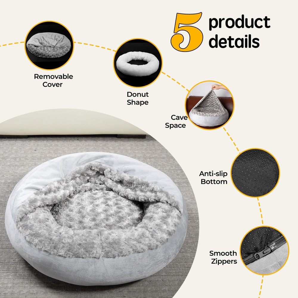 Xavaro cave dog bed removable cover for easy cleaning.