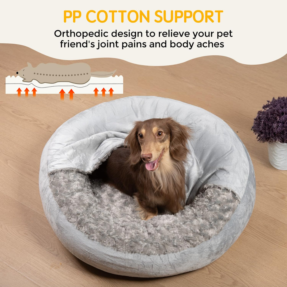 Xavaro cave dog bed size 26x26x8 inches suitable for small pets.