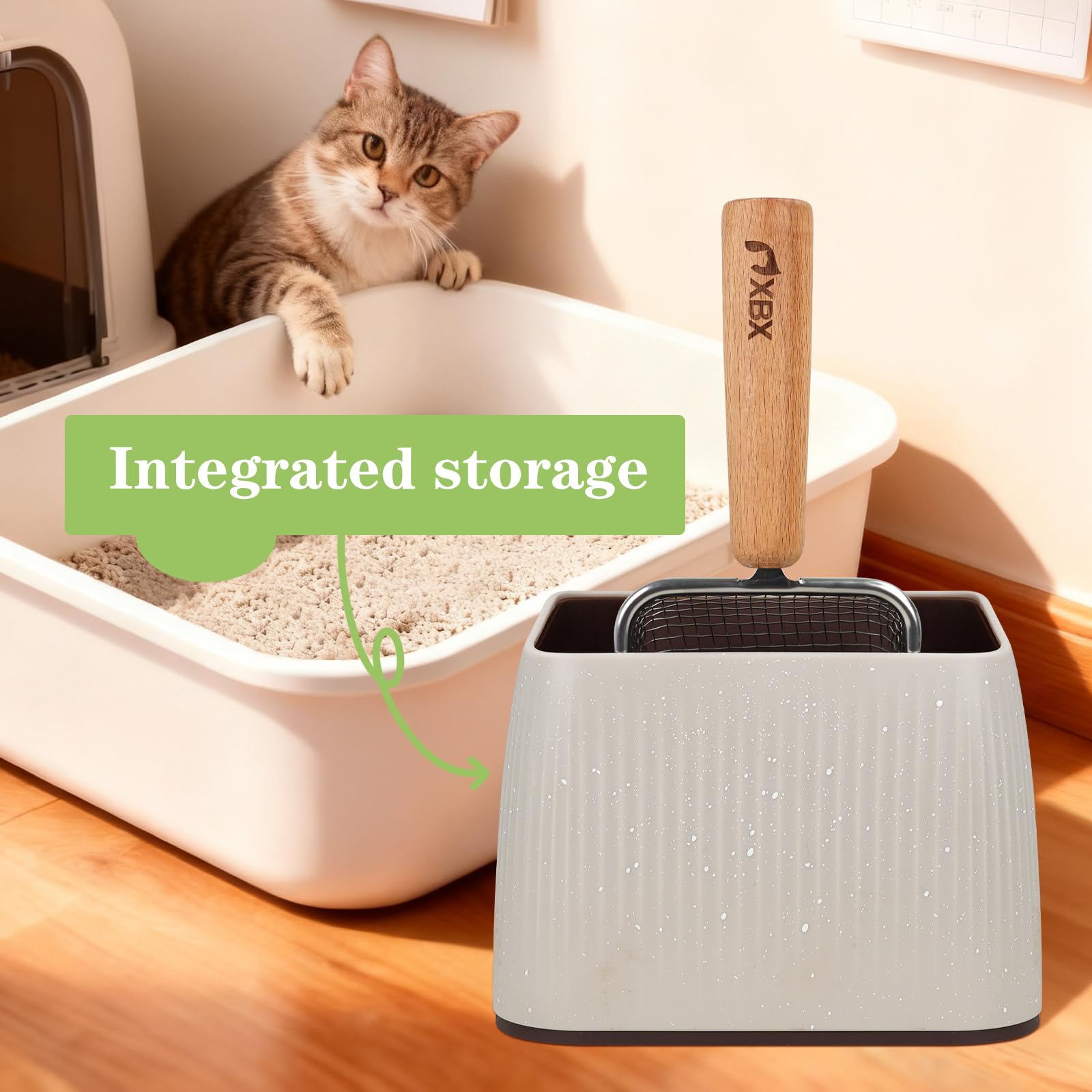 XBX fine-mesh scoop design supports easy and thorough litter sifting after scooping.