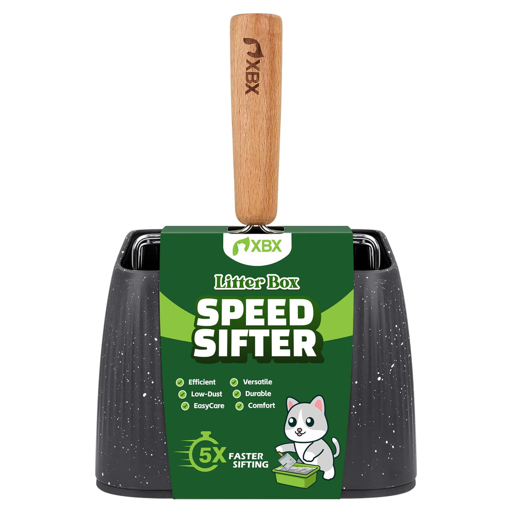 XBX litter scoop back-slots design handles larger waste pieces.