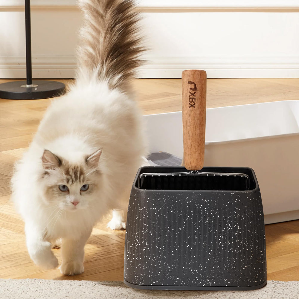 XBX litter scoop compatibility with clumping and crystal litter.