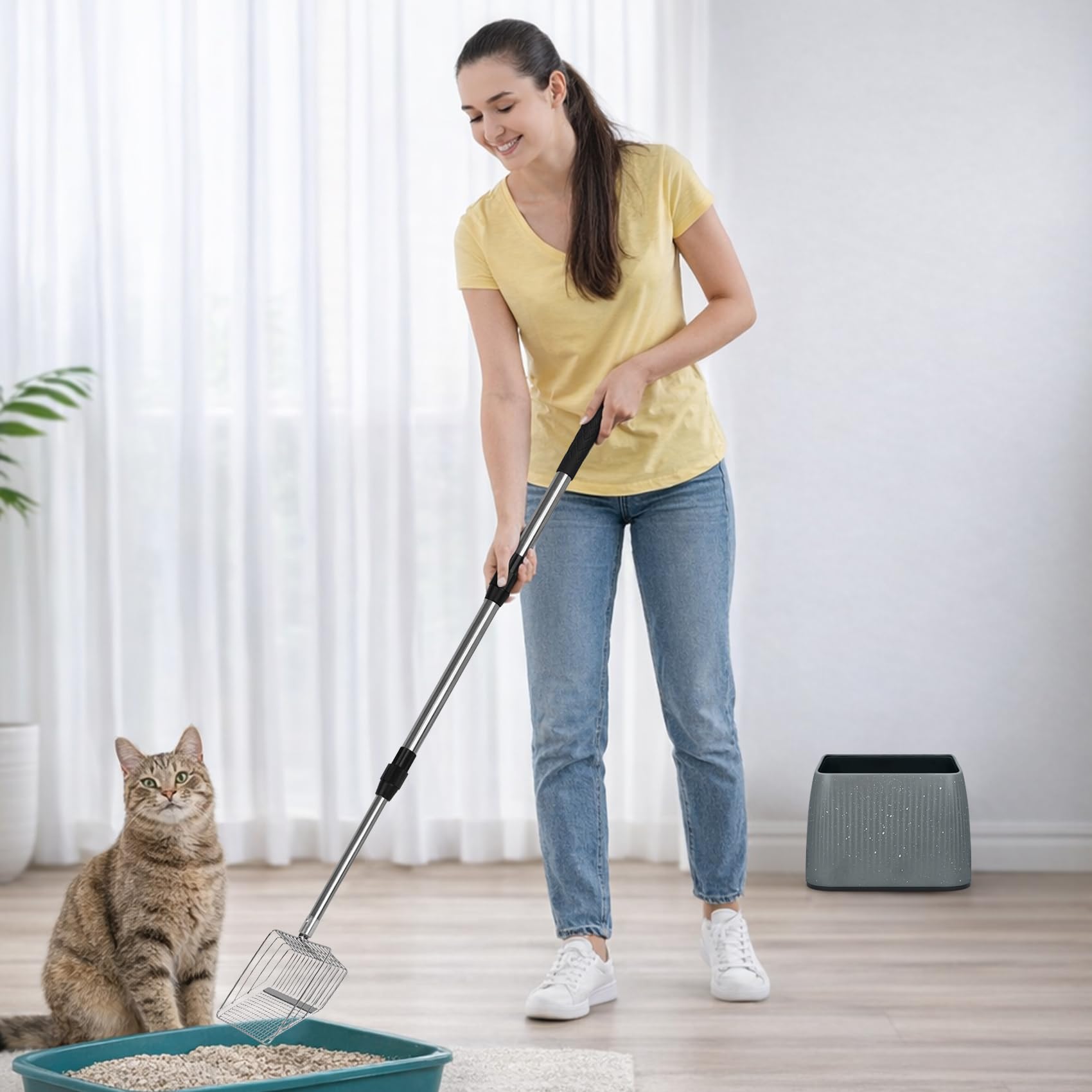 XBX stainless-steel litter scoop wide-sifter for quick clump removal