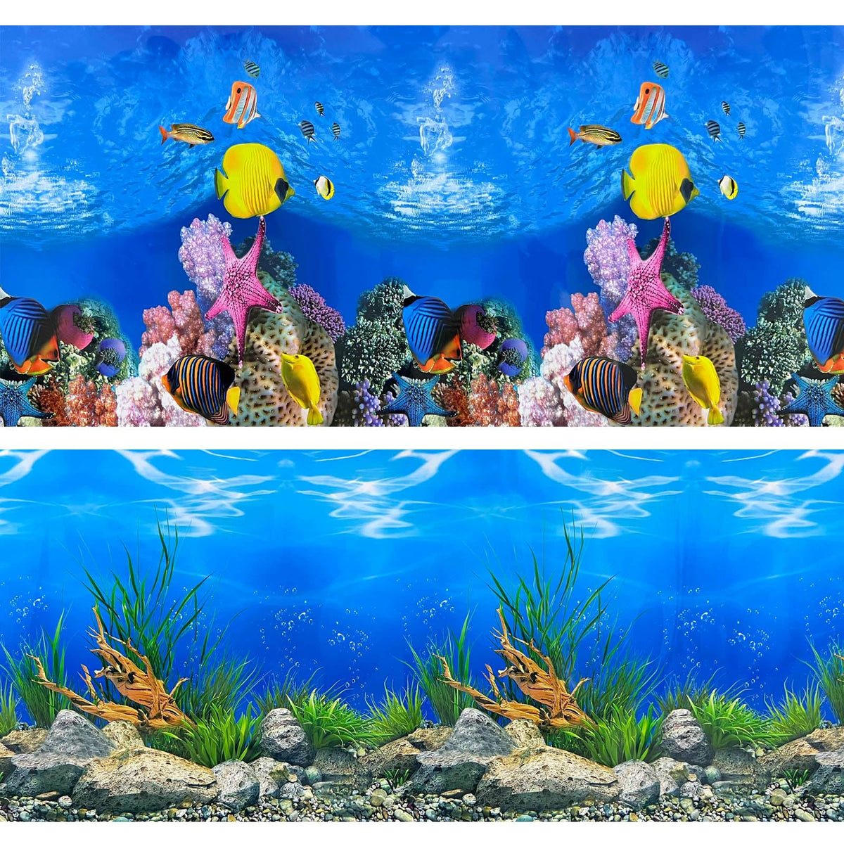 XCNO aquarium background with water plants and 3D coral for lifelike sea scene