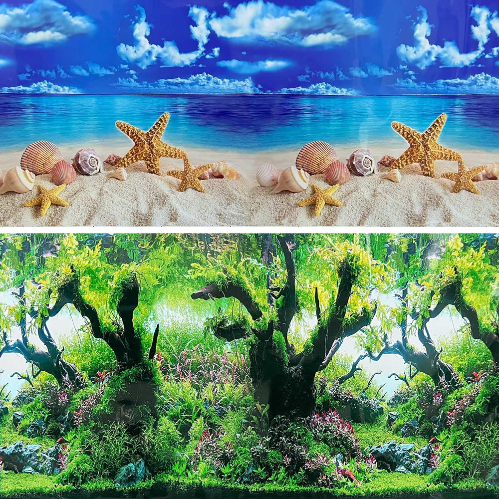 XCNO beach fish backdrop 10 gal creates lifelike aquarium scenery