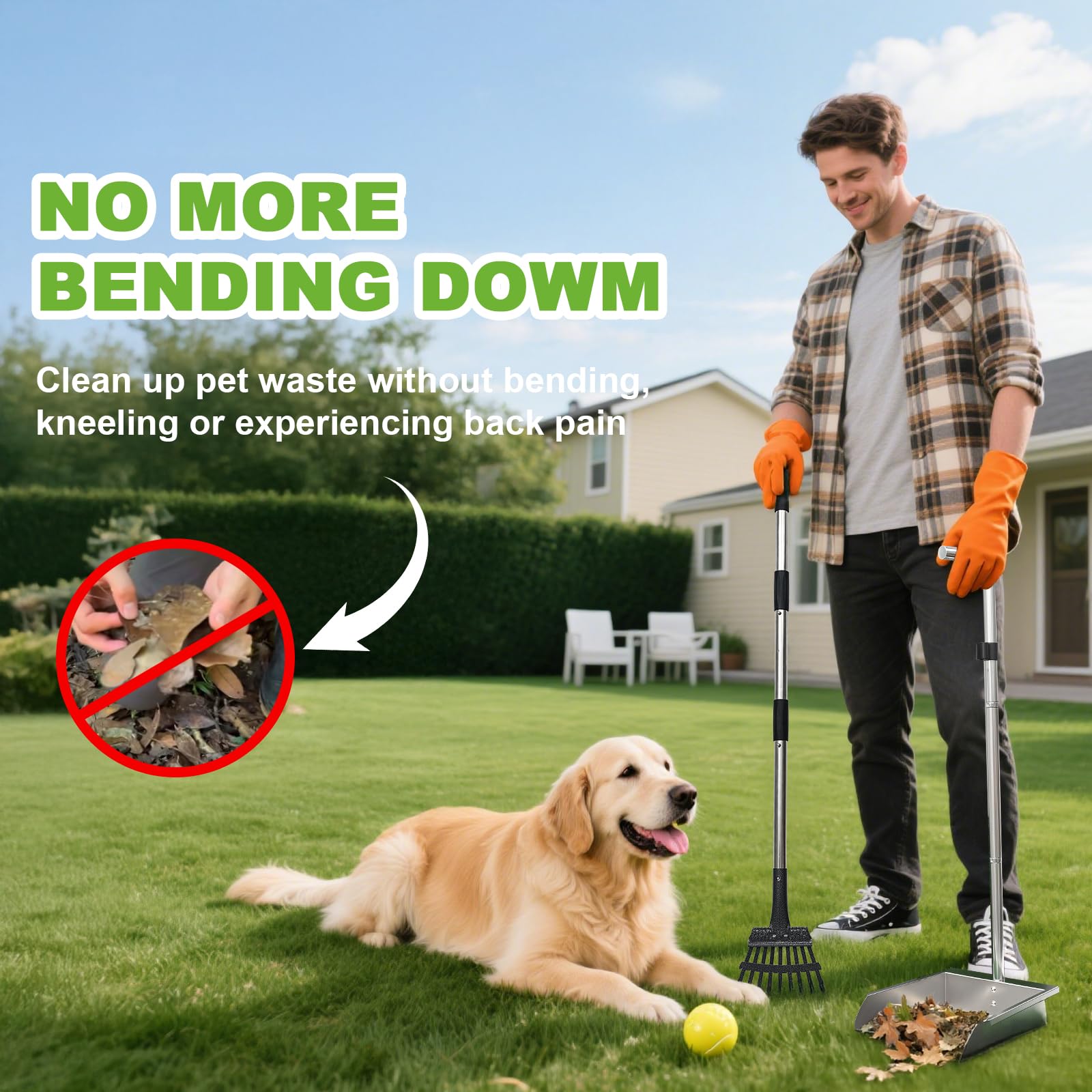 XDMURYM Pooper Scooper works on grass, gravel, and concrete surfaces