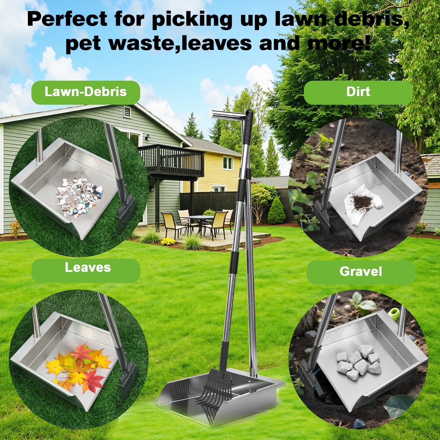 XDMURYM Pooper Scooper stainless tray shows durable rust-resistant surface