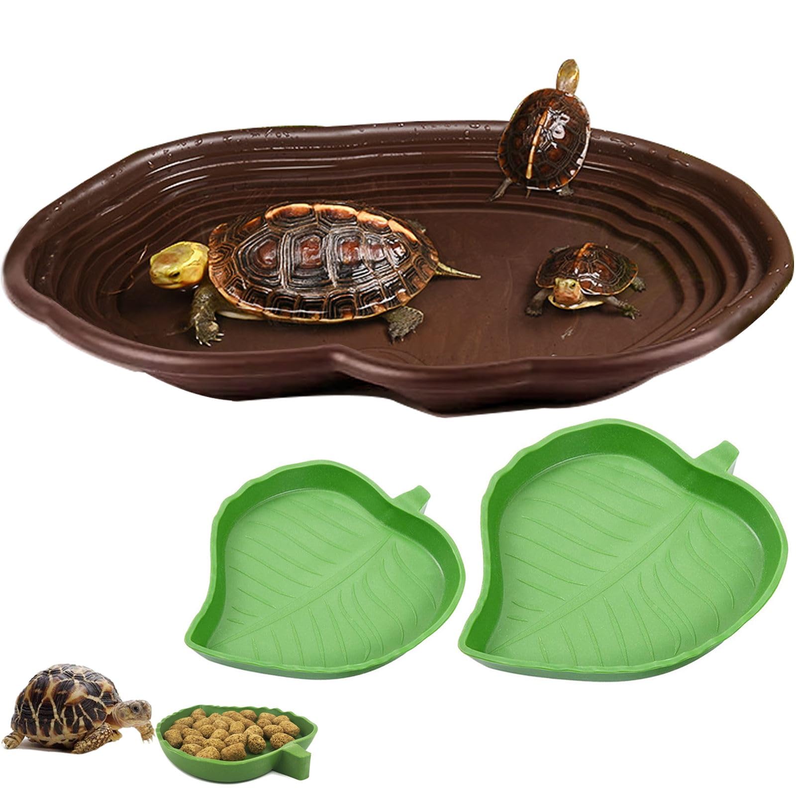 XDONEF tortoise soaking dish for easy climbing and soaking in habitat