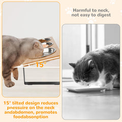 XDRKJDH elevated cat bowls tilted 15-degree – promotes comfortable mealtime for small pets.