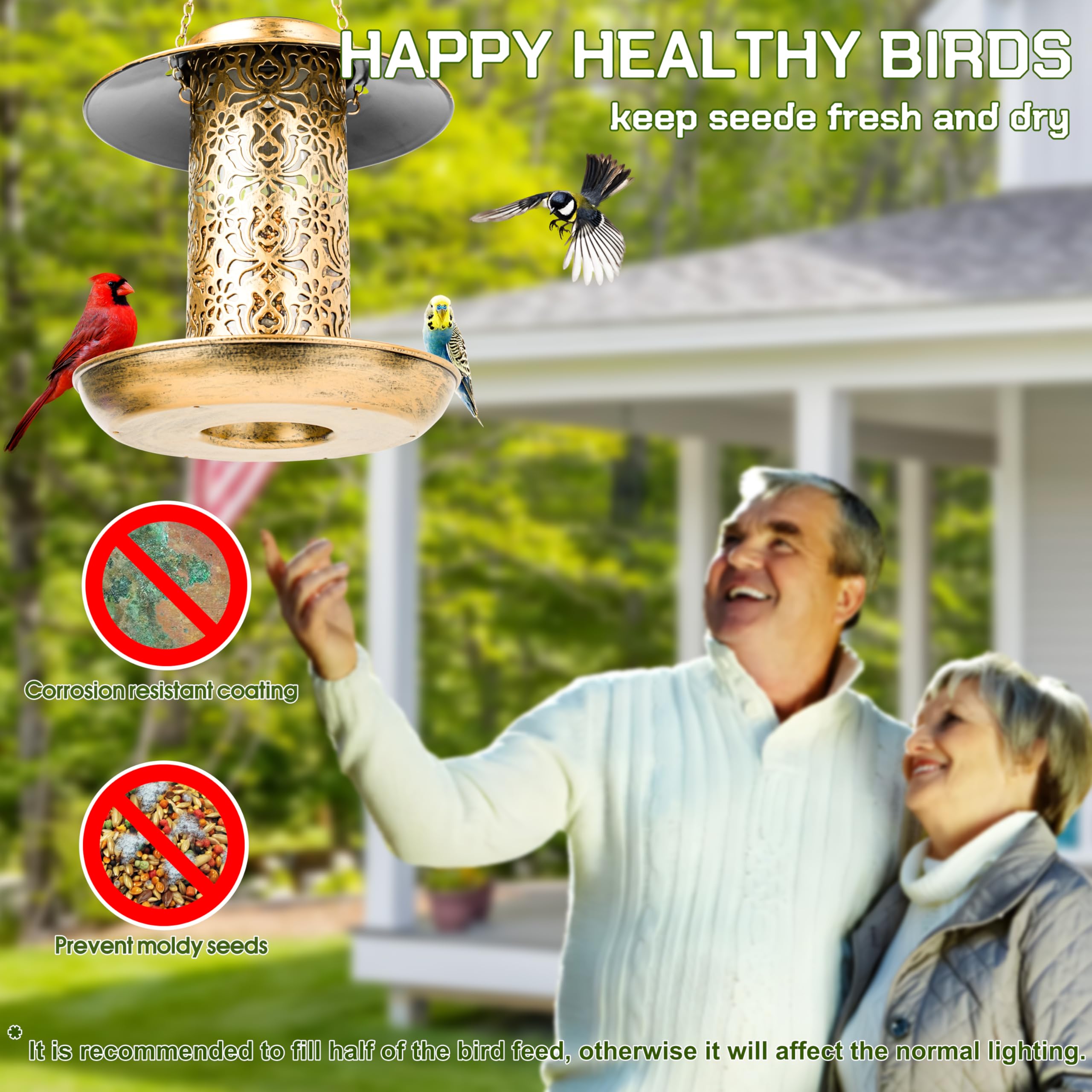 XDW-GIFTS bronze bird feeder anti-rust coating helps long-term outdoor charm.