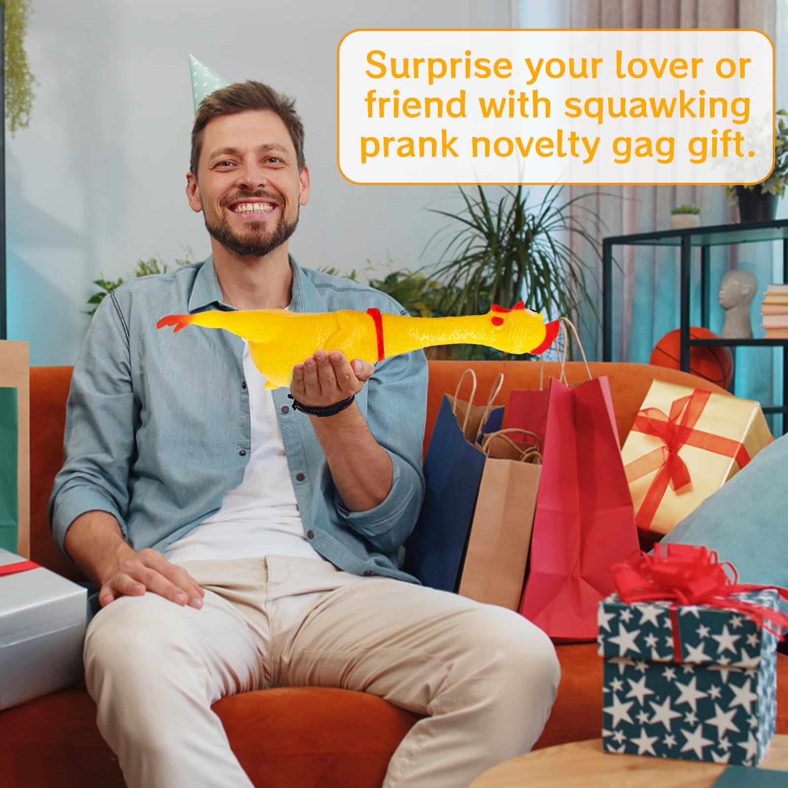 Xeehwb large chicken toy in action for stress-relief moments