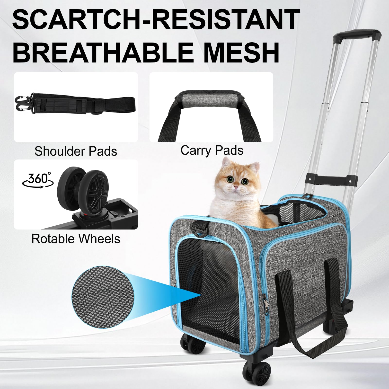 Xeoca pet carrier multifunction modes offer wheel, shoulder bag, or tote carry.