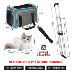 Xeoca pet carrier rolling with extended handle for smooth airport navigation.