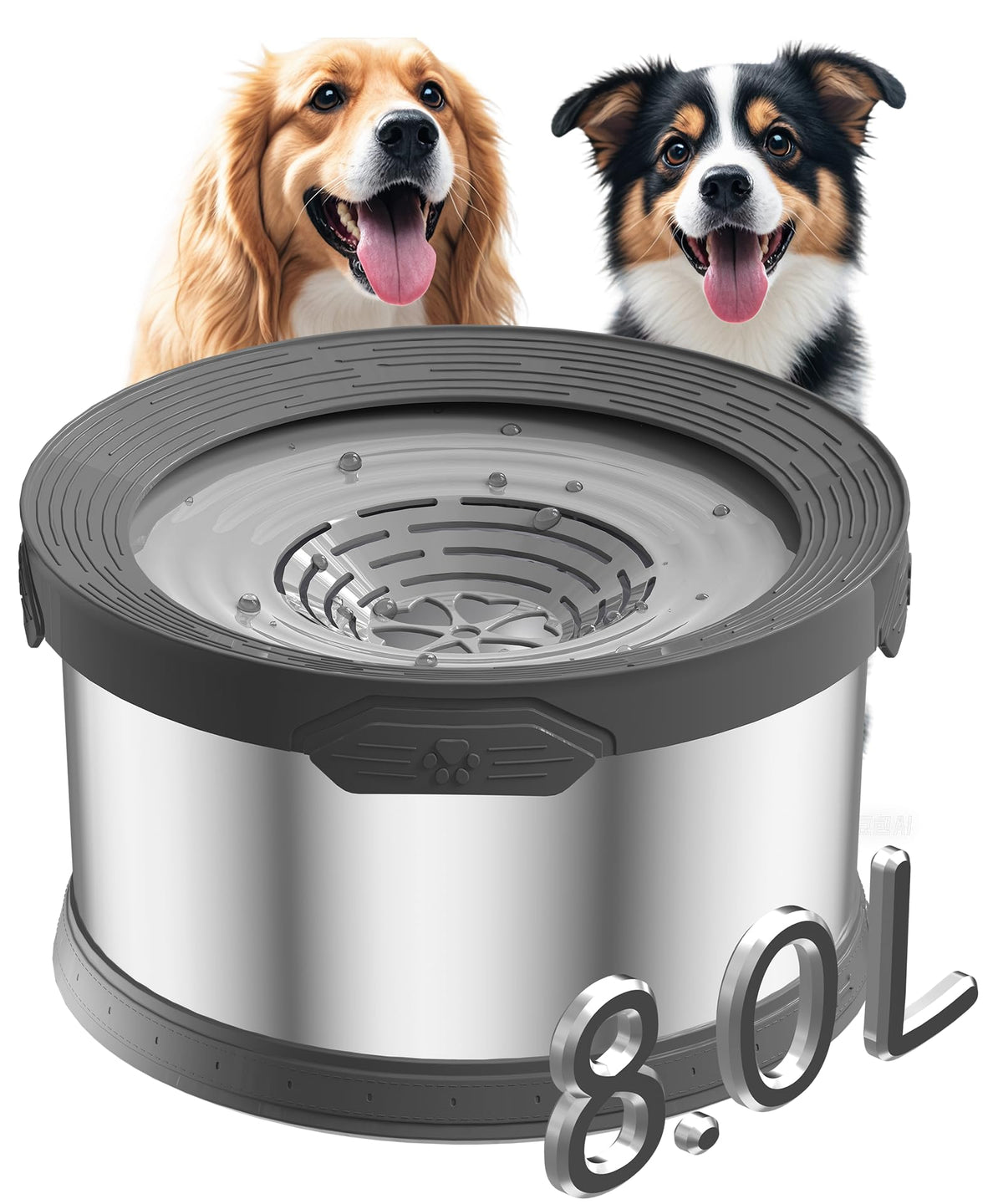 Xetino 8L dog water bowl with no-spill lid for clean hydration outdoors