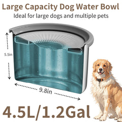 Xetino dog water bowl with slow flow reduces drinking speed and spills during busy days