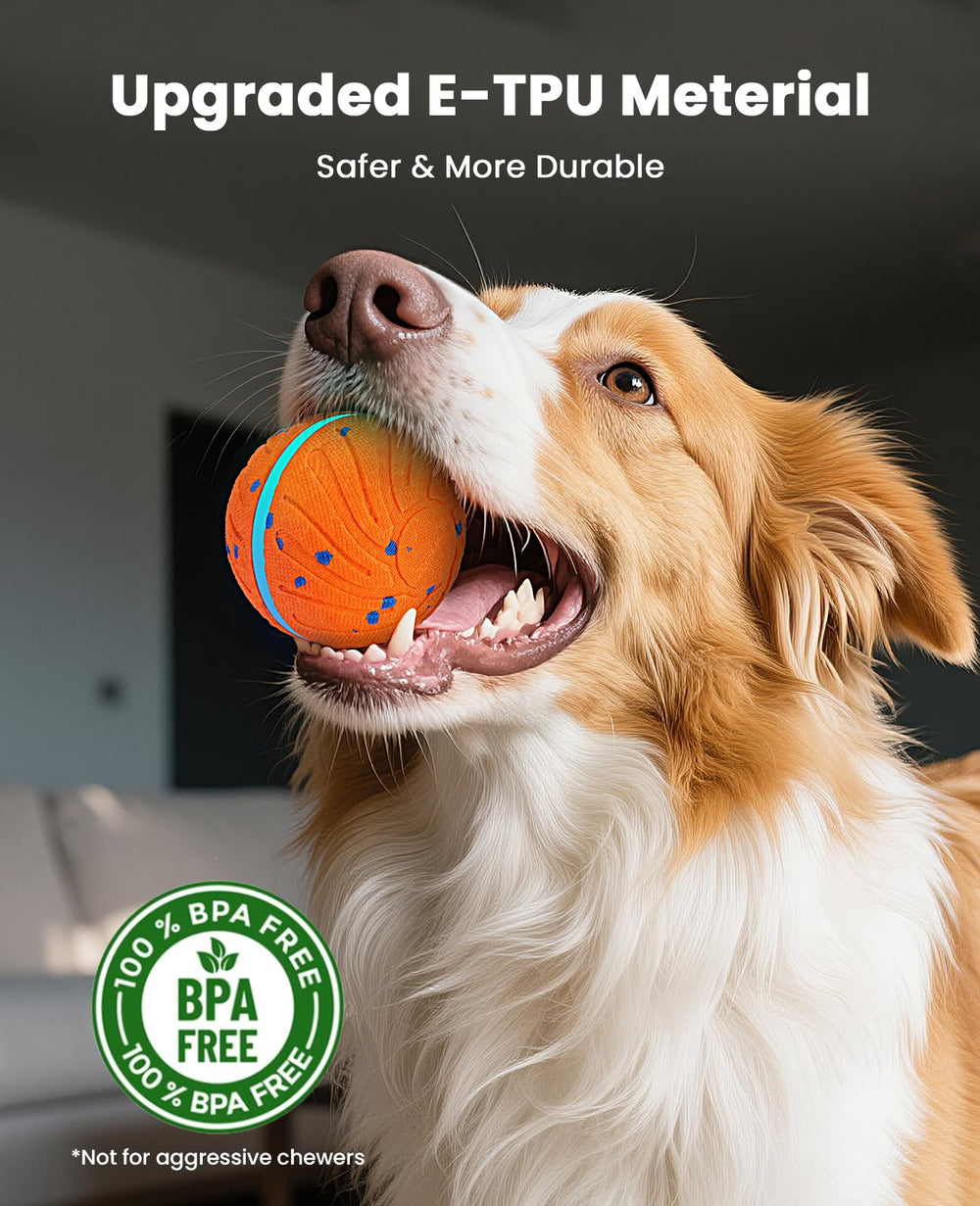 Xeuch Dog Ball ETPU safety shield highlights chew-safe design.