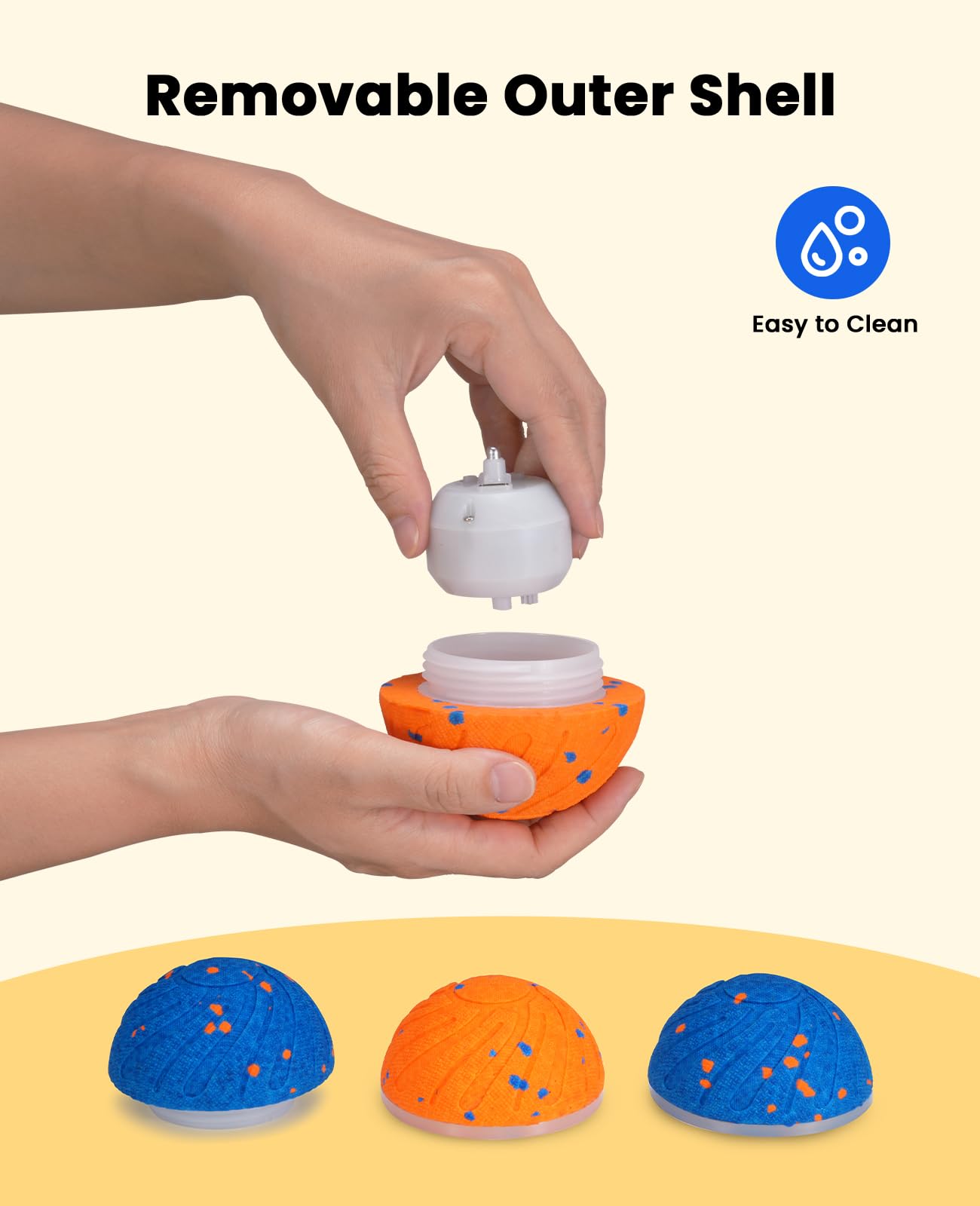 Xeuch Dog Ball replaceable shell simplifies cleaning between playdates.