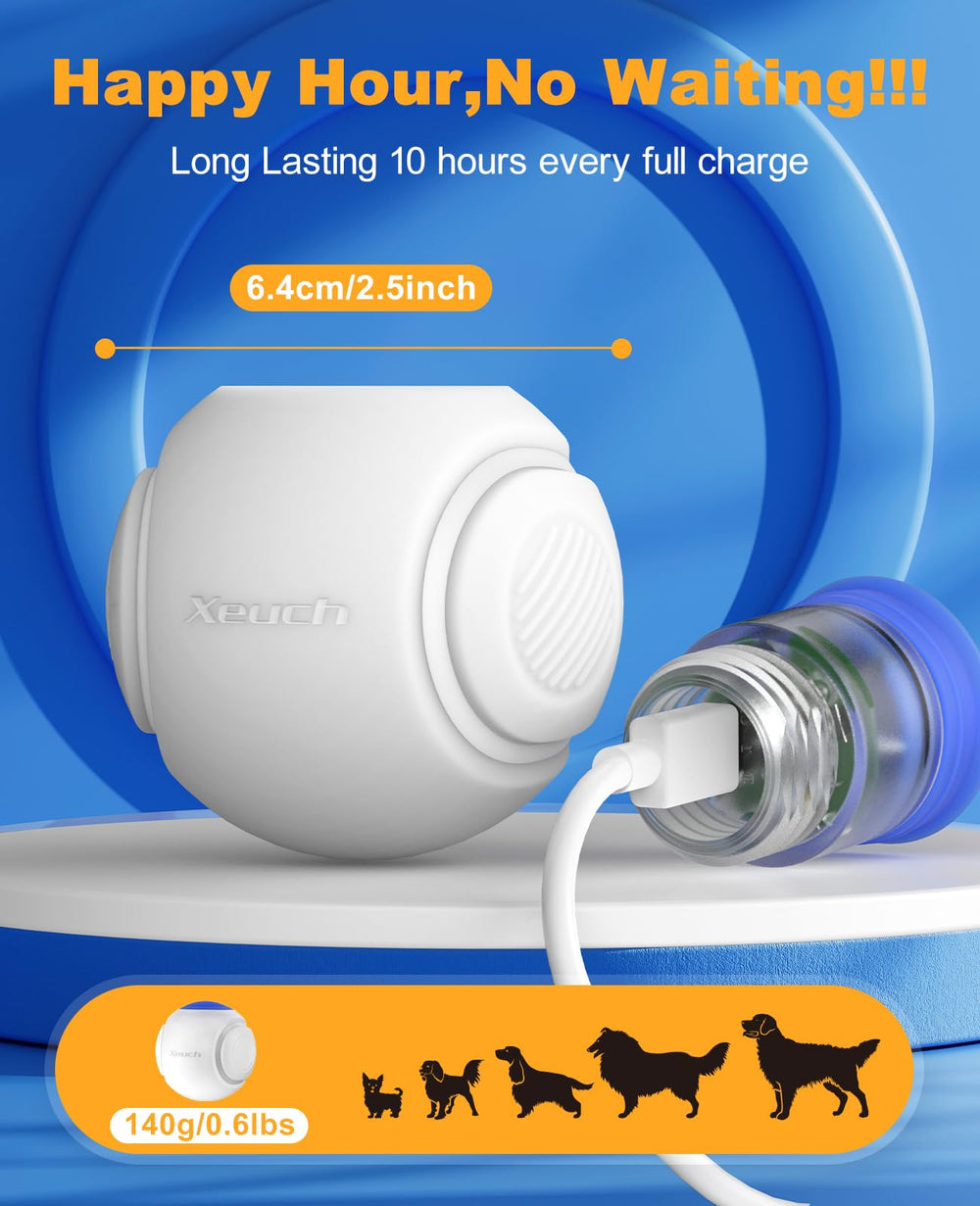 Xeuch LED dog ball blue scent close-up highlights natural fragrance for engagement.