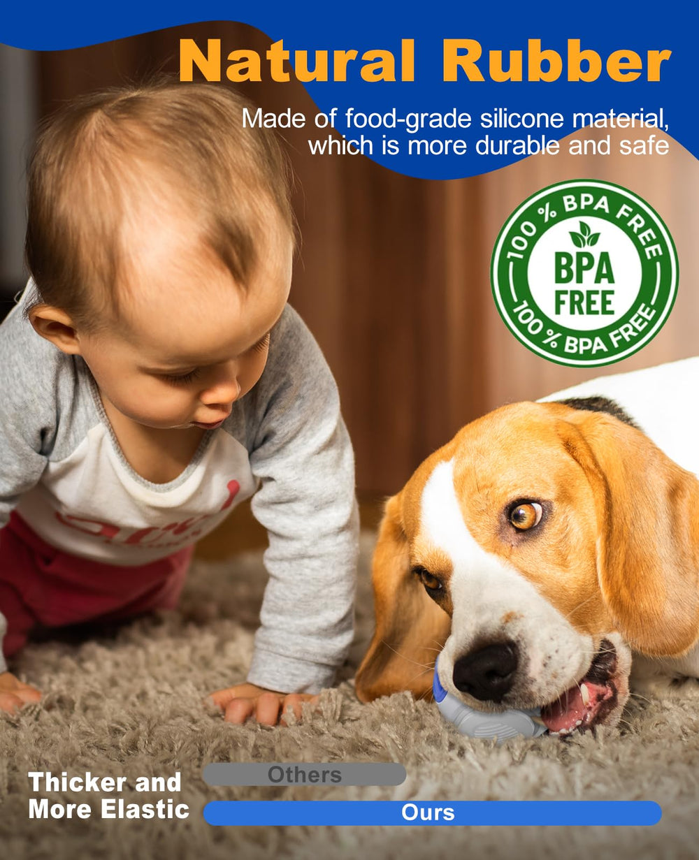 Xeuch LED dog ball blue side bounce captures lively play during fetch.