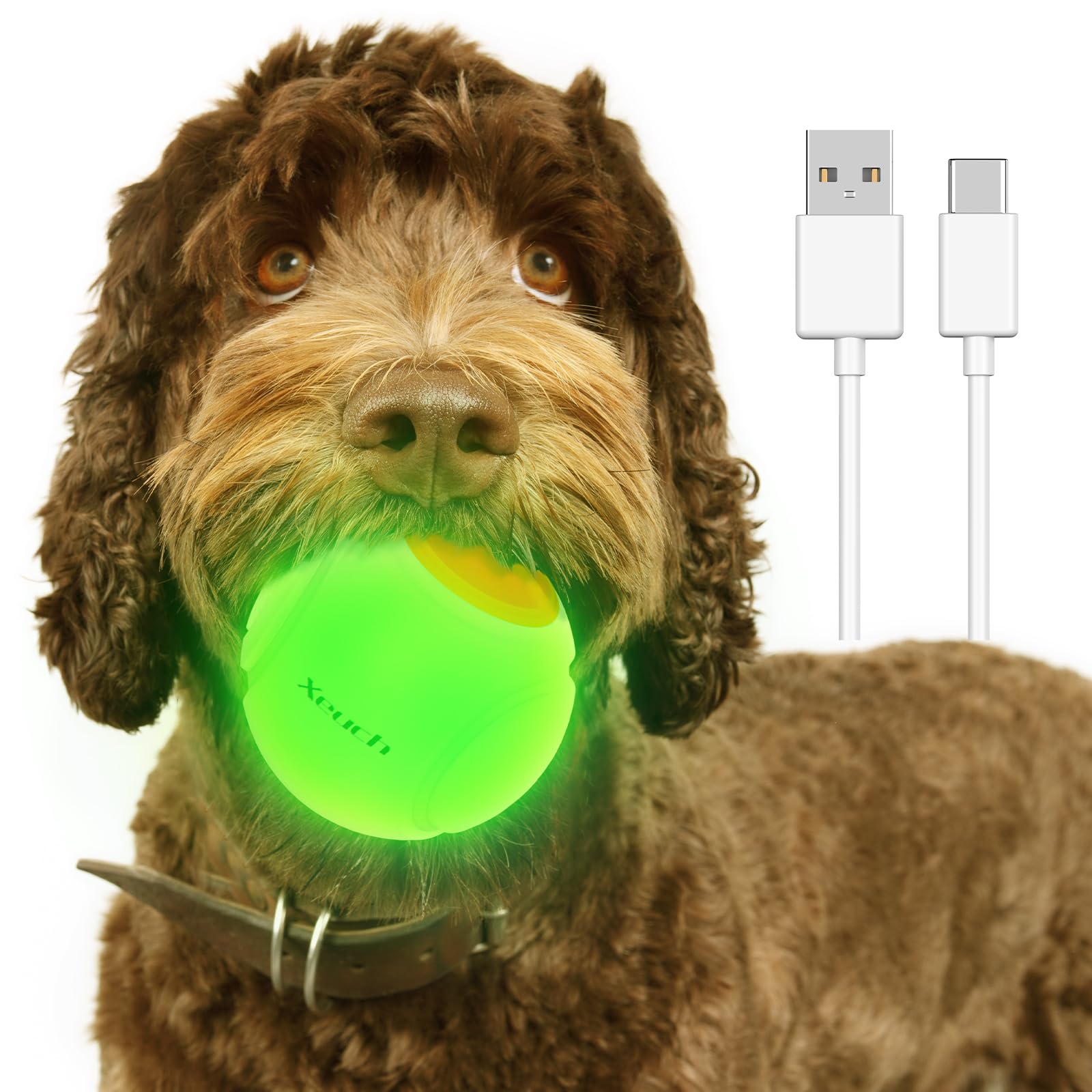 Xeuch LED dog ball orange durable bounce supports lively interactive sessions after rough play.