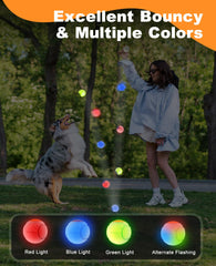 Xeuch LED dog ball orange two light modes enhance night play with alert visibility and engagement.