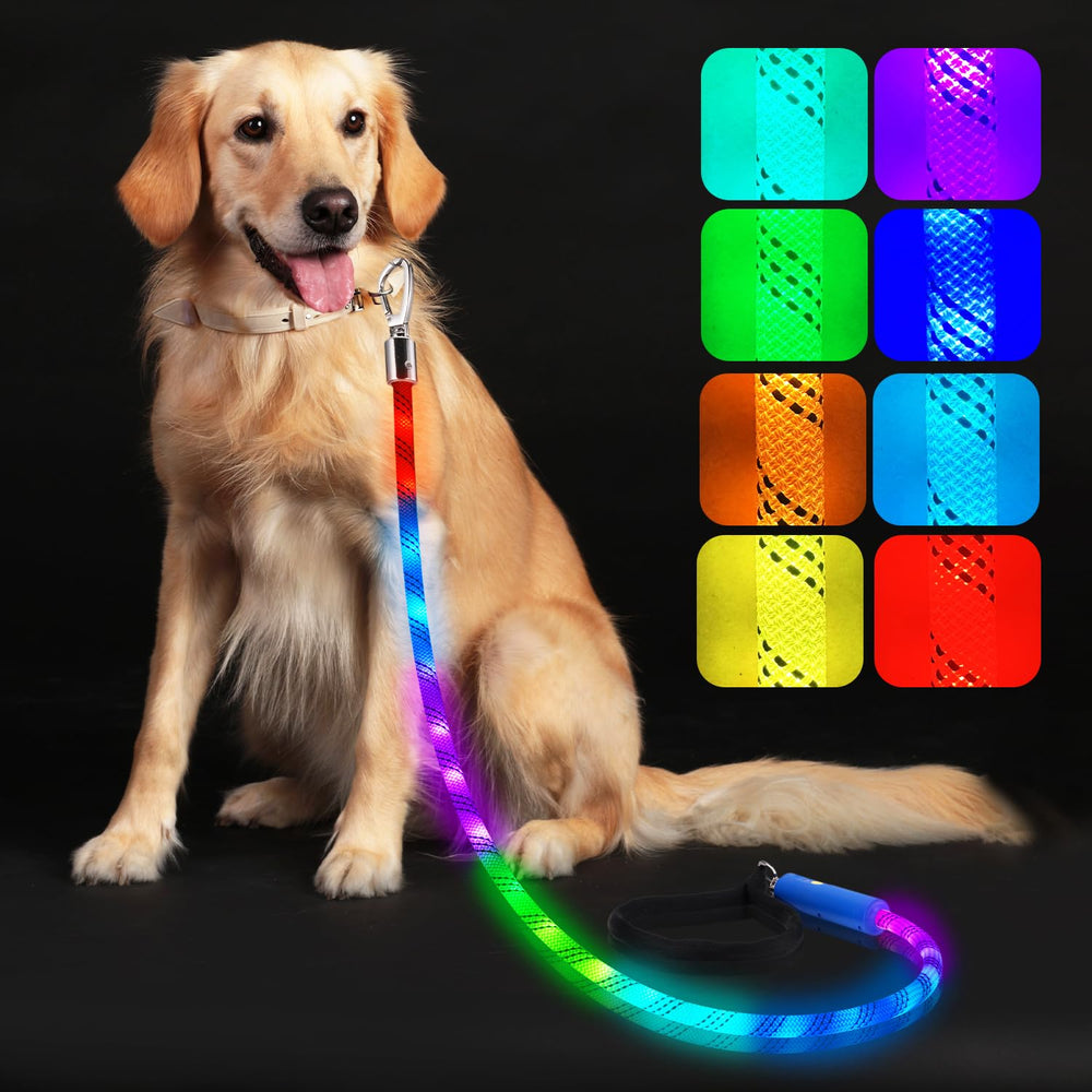 Xeuch light-up leash with soft padded handles for comfortable night walks