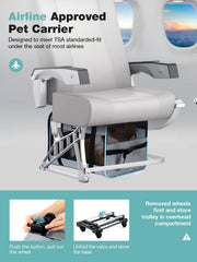 Xevera rolling carrier with telescopic handle for easy airport navigation.