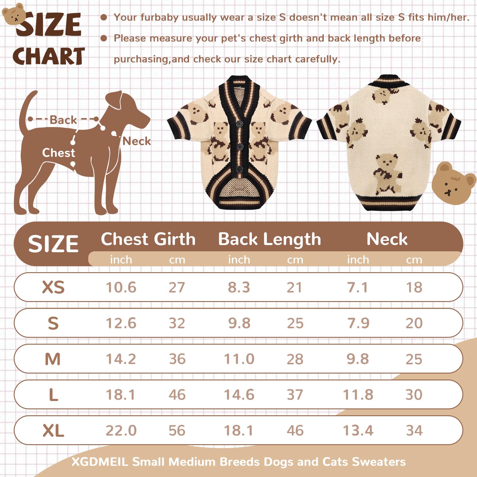 XGDMEIL front button detail enables easy dressing for small dogs.