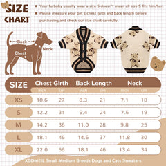 XGDMEIL size chart highlights five-fit options for precise sizing.