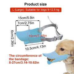 Xiaokeis duck muzzle blue quick-release buckle enabling easy on-off.