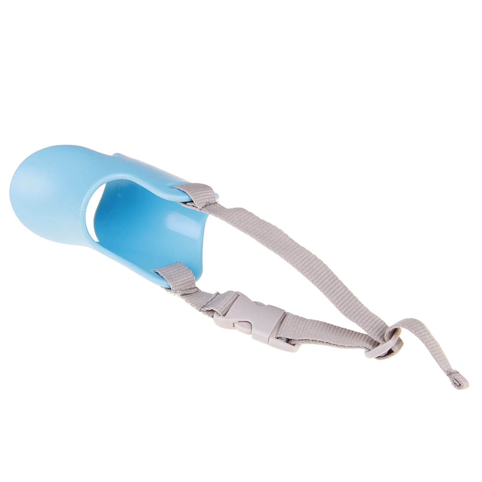 Xiaokeis blue muzzle used on trips to groomers or vets.