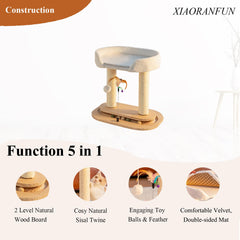 XIAORANFUN 5-in-1 cat tree sisal posts offer natural scratching and furniture protection